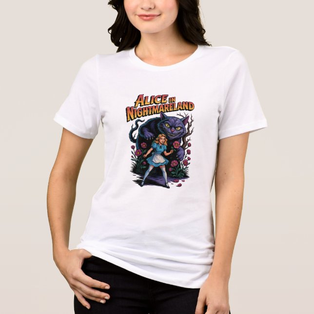 Alice in Nightmareland – Dark Cartoon Tri-Blend Shirt (Front)