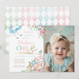 Alice in ONEderland 1st Birthday Invitation