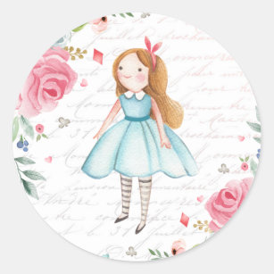 Alice in Onederland 1st Birthday Tea Party Favour Classic Round Sticker