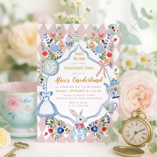 Alice in ONEderland 1st Birthday Whimsical Invitation (Creator Uploaded)