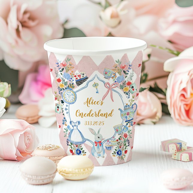 Alice in ONEderland 1st Birthday Whimsical Paper Cups (Creator Uploaded)