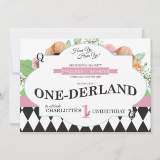 Alice In Onederland First Birthday Invitation
