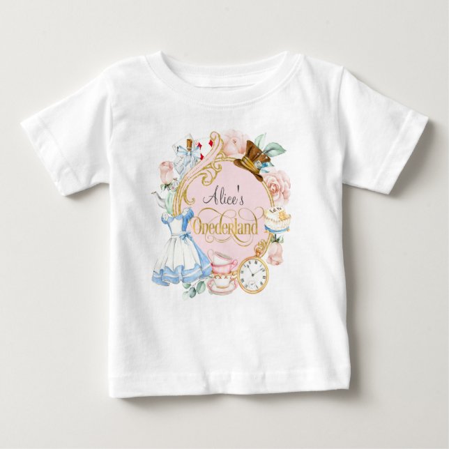 Alice in Onederland, Girl 1st birthday  Baby T-Shi Baby T-Shirt (Front)
