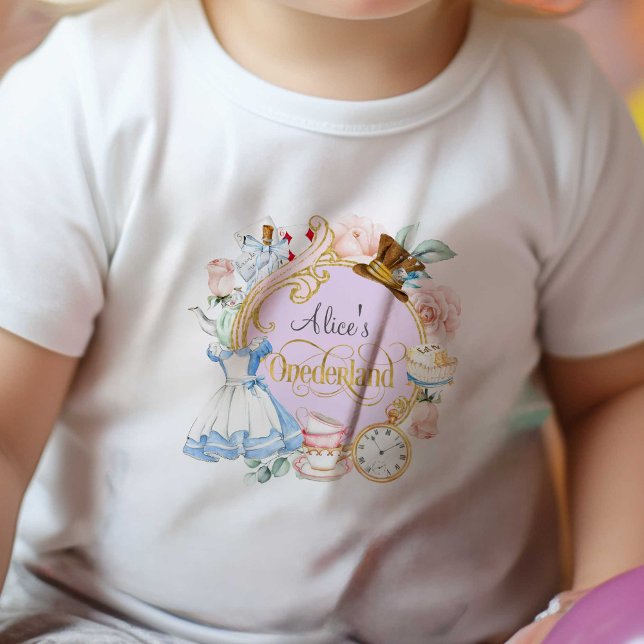 Alice in Onederland, Girl 1st birthday  Baby T-Shi Baby T-Shirt (Purple, Alice Onederland, Girl 1st birthday party.)