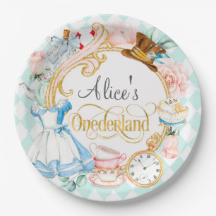 Alice in Onederland mad hatter tea party birthday Paper Plate