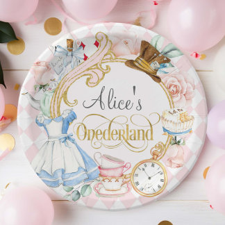 Alice in Onederland mad hatter tea party birthday Paper Plate