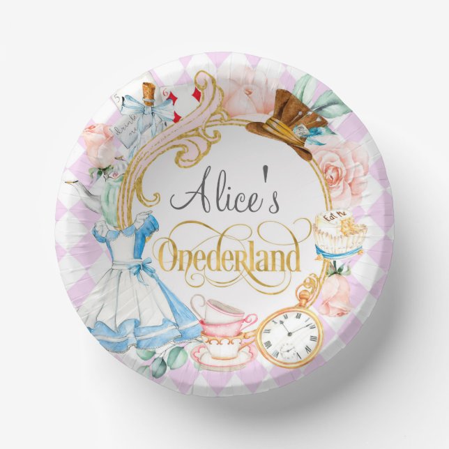 Alice in Onederland mad hatter tea party birthday  Paper Plate (Front)