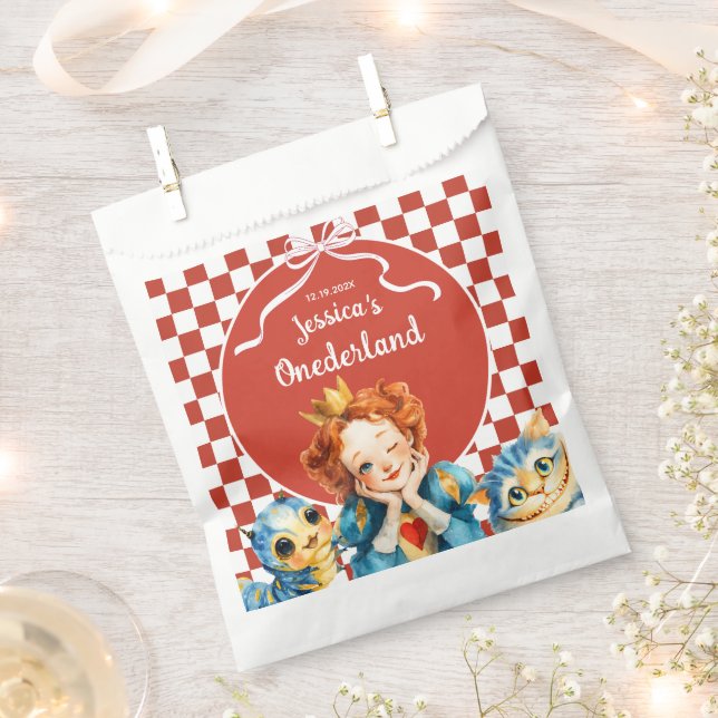 Alice in ONEDERLAND Queen of Hearts 1st Birthday  Favour Bags (Clipped)