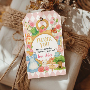 Alice in Onederland Tea Party Birthday Thank You Gift Tags