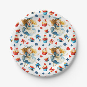 Alice in ONEDERLAND Watercolor 1st Birthday Paper Plate