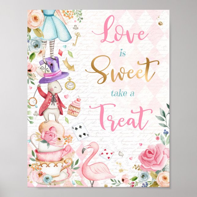 Alice In Onederland Wonderland Treat Favor Sign (Front)