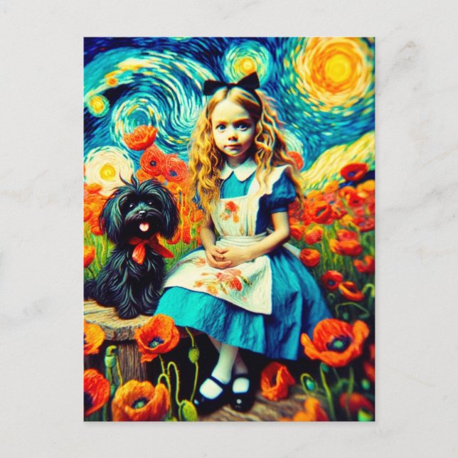 Alice in the Starry Night with Toto Dog Postcard (Front)