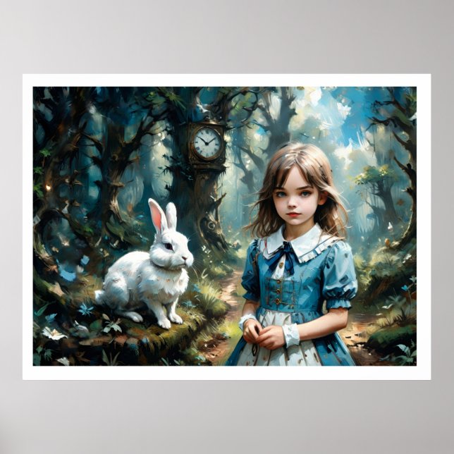 Alice in the Wonderland and the White Rabbit Poster (Front)