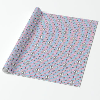 Alice in Winter Wonderland on Pink/Blue Background Wrapping Paper
