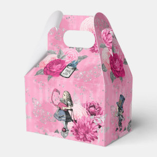 Alice in Winter Wonderland on Pink Striped Favour Box