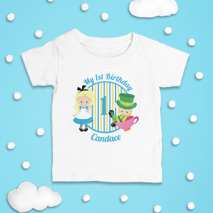 Alice in Wonderland 1st Birthday Cute Personalised Baby T-Shirt