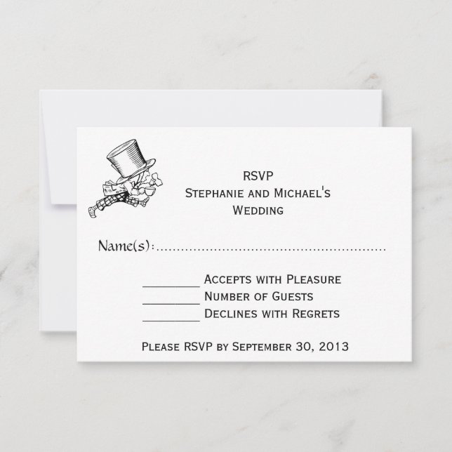 Alice In Wonderland #2 Wedding RSVP Card (Front)