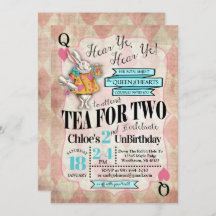 Alice in Wonderland 2nd Birthday Invitations