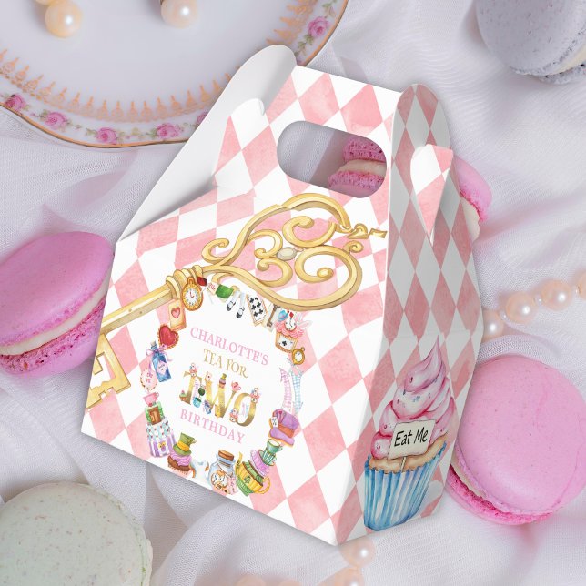 Alice in Wonderland 2nd birthday Pink  Favour Box (Creator Uploaded)
