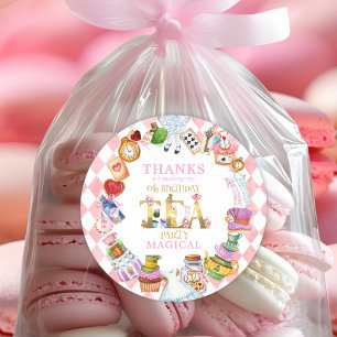 Alice in Wonderland 6th birthday Thank You Sticker