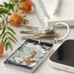 Alice In Wonderland Age Teas Green Black Key Ring