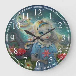 Alice in Wonderland and Cheshire Cat Large Clock