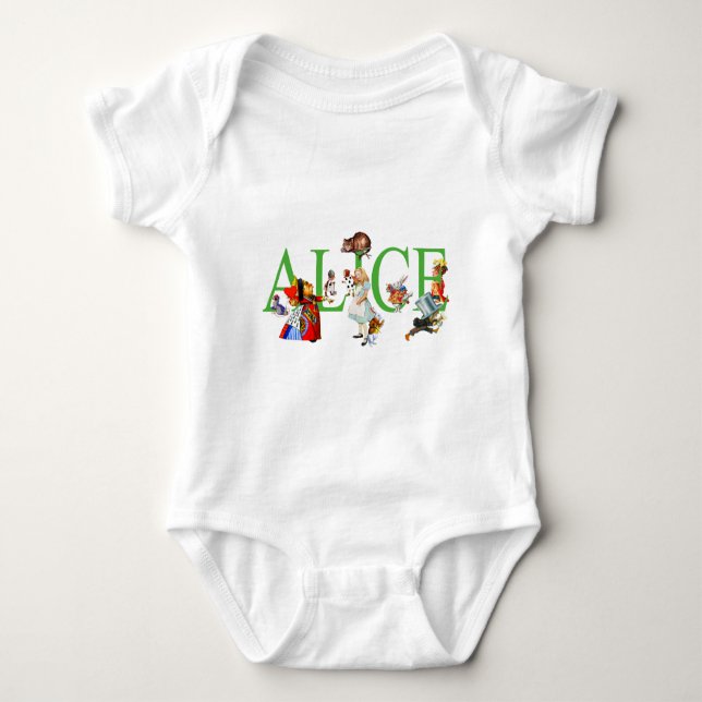 ALICE IN WONDERLAND AND FRIENDS BABY BODYSUIT (Front)