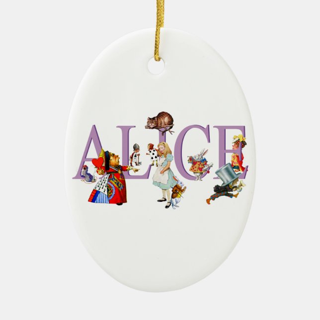 Alice in Wonderland and Friends Ceramic Tree Decoration (Front)