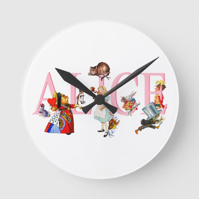Alice in Wonderland and Friends Round Clock (Front)