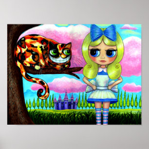 Alice in Wonderland and the Cheshire Cat Cute Doll Poster
