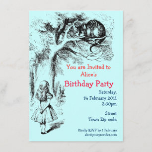 Alice in Wonderland and the Cheshire Cat Invitation