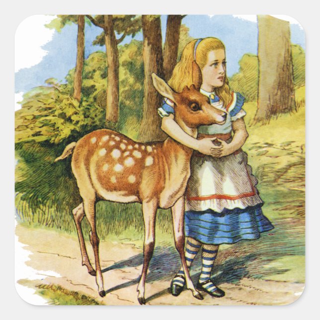 Alice in Wonderland and the Deer Square Sticker (Front)