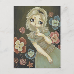Alice in Wonderland art postcard talking flowers