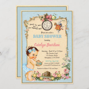 Alice in Wonderland Baby Girl Shower Invitation