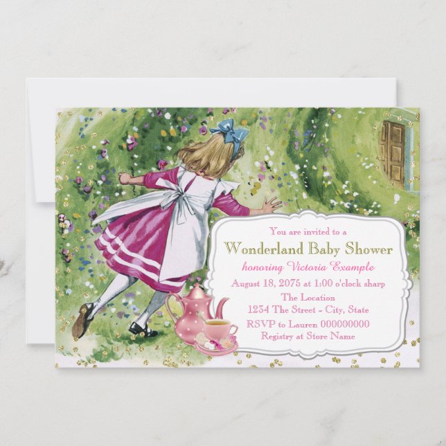 Alice in Wonderland Baby Shower Invitation (Front)
