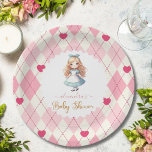 Alice in Wonderland  Baby Shower Paper Plate<br><div class="desc">Step into the whimsical world of Wonderland with our Alice in Wonderland Baby Shower Paper Plates. Adorned with captivating illustrations inspired by Lewis Carroll's timeless tale, these plates elevate your baby shower into an enchanting dining experience. Each plate is a work of art, turning every bite into a journey down...</div>