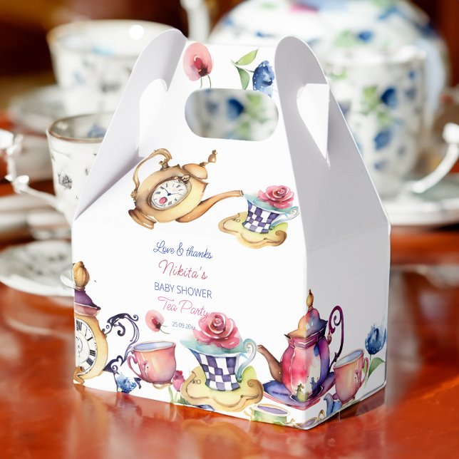 Alice in wonderland baby shower tea party favour favour box (Alice in wonderland baby shower tea party favors personalized favor box elegant vintage tea party)