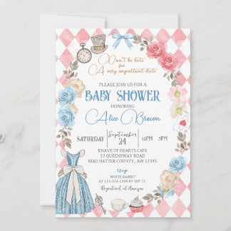 Alice in Wonderland, Baby Shower Tea Party Invitation