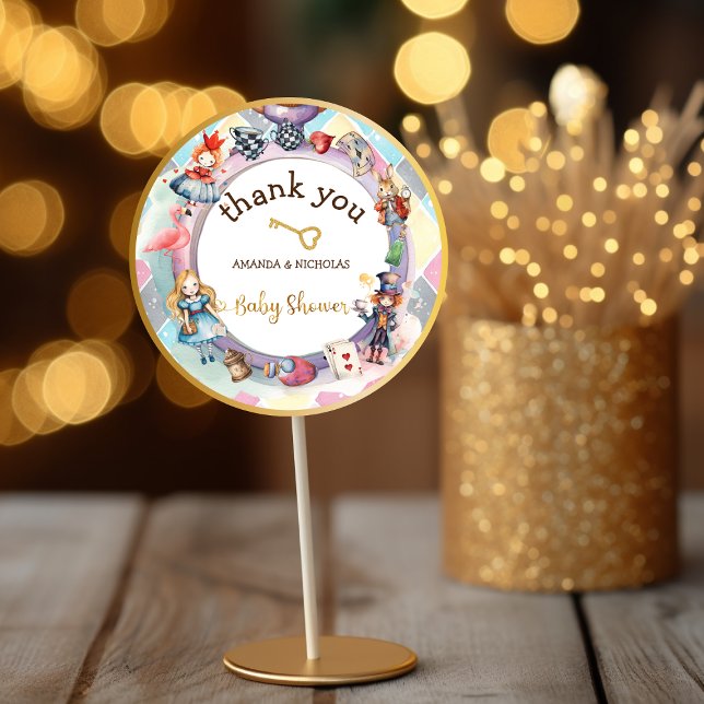 Alice in wonderland baby shower thank you classic round sticker (Creator Uploaded)