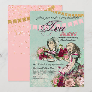 Alice In Wonderland BabyShower MadHatter Tea Party Invitation