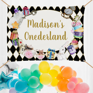 Alice in Wonderland Birthday Banner, 1st Birthday Banner
