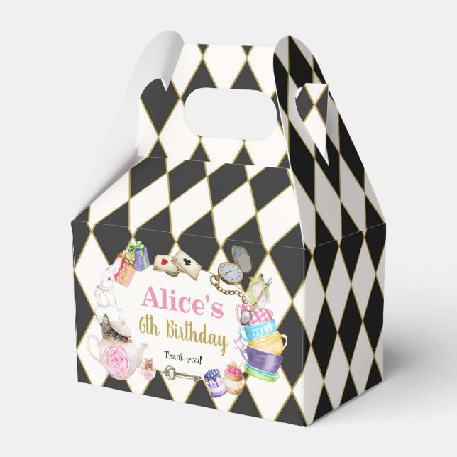 Alice in Wonderland Birthday  Favour Box (Front Side)