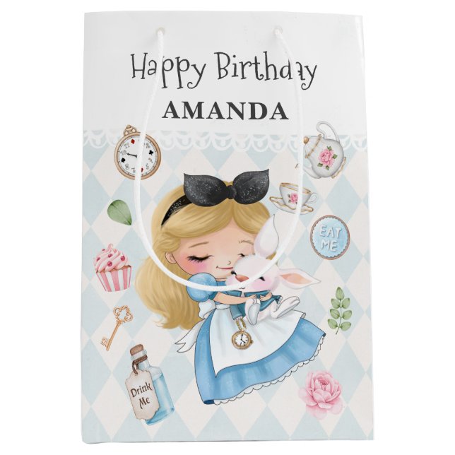 Alice in Wonderland Birthday Gift Bag (Front)