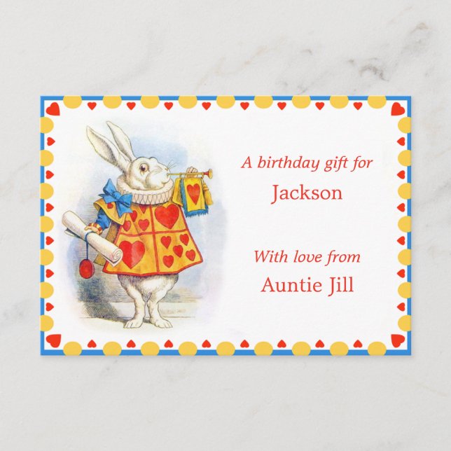 Alice in Wonderland Birthday Gift Enclosure Cards (Front)