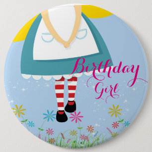 Alice in Wonderland Birthday Girl Button