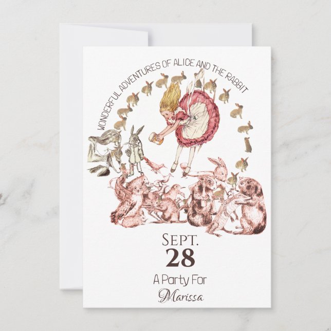  Alice in Wonderland Birthday Invitation (Front)