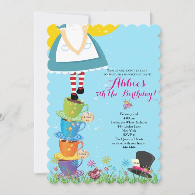 Alice In Wonderland Birthday Invitation (Front)