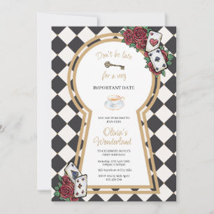 Alice in wonderland birthday invitation