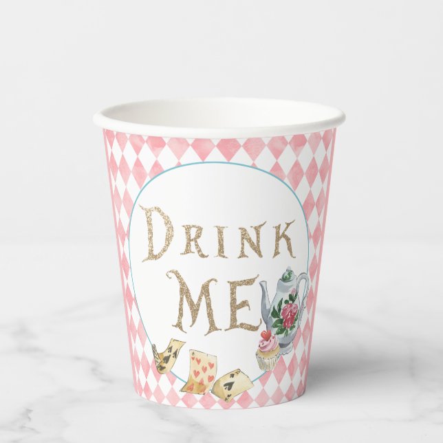 Alice in Wonderland Birthday Party Cup Drink Me (Front)