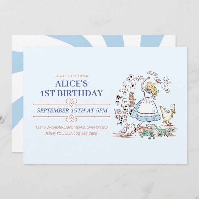 Alice In Wonderland Birthday Party  Invitation (Front/Back)